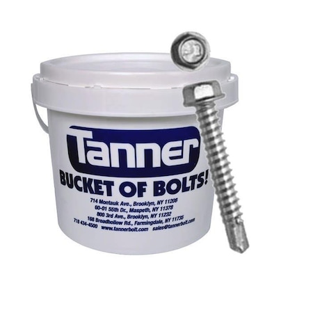 Tanner Self-Drilling Screw, 1/4" x 2 in, Zinc Plated Steel Flange Hex Head Hex Drive TB-662